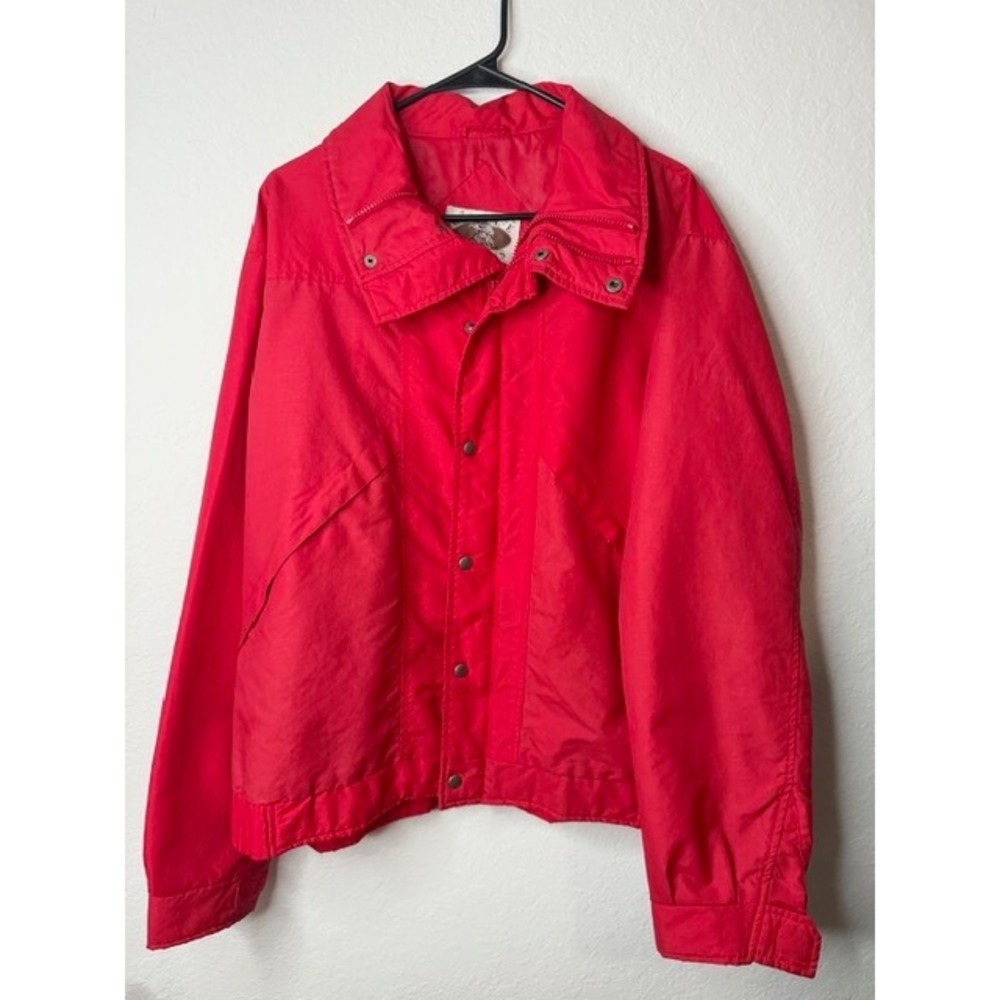 Vintage Eagle Pass Red Windbreaker Jacket Mens XL Full Zip Snap Front Outdoor
